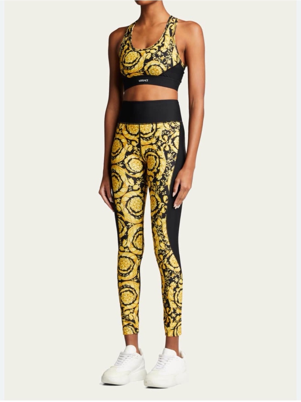 NWT Versace Black and Yellow Barocco Active Leggings